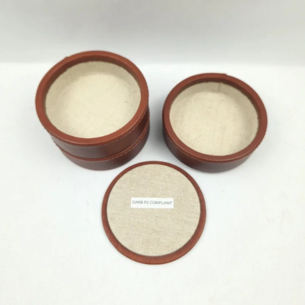 Mark Graham Leather Travel Jewelry Watch Round Storage‎ Container 3 Compartments